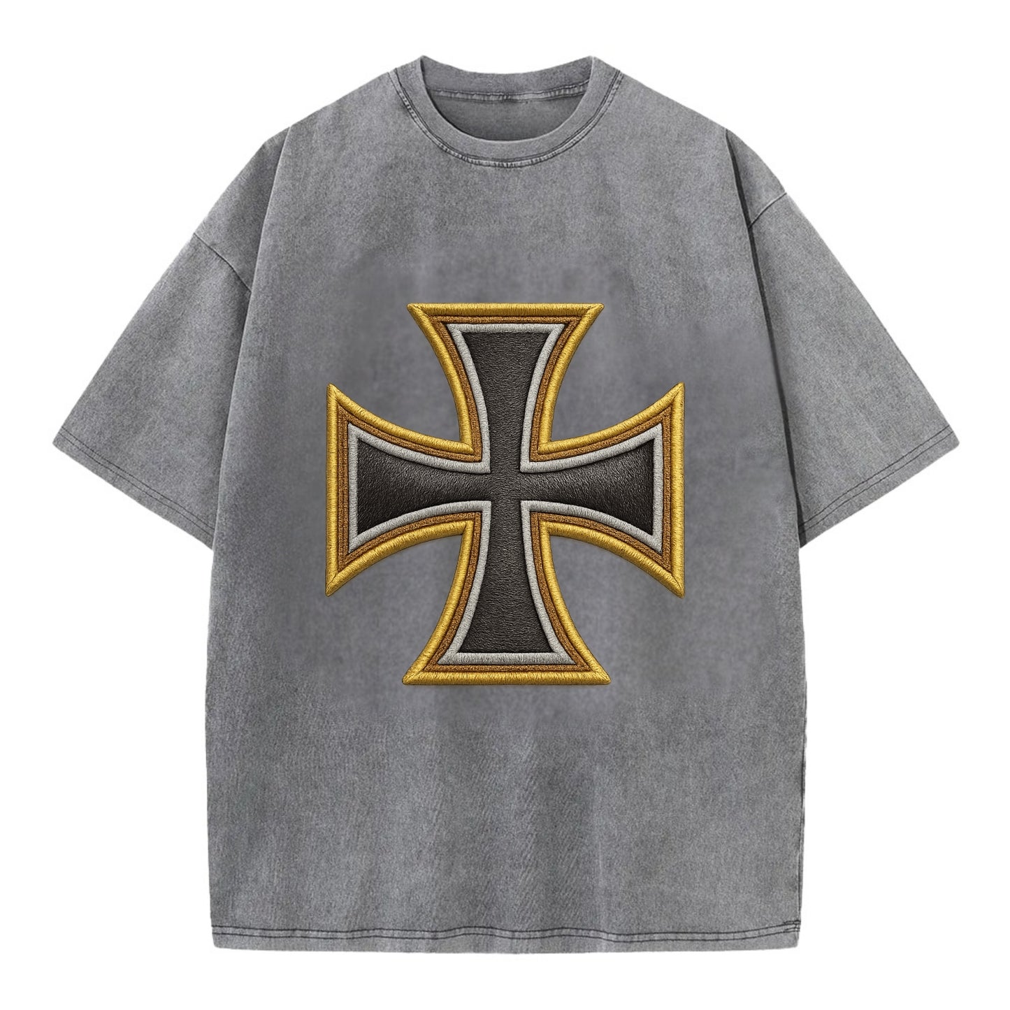 Teutonic Cross  - Vintage T-shirt - Grey