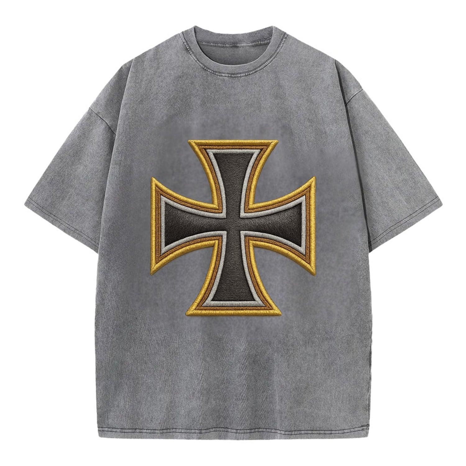 Teutonic Cross  - Vintage T-shirt - Grey