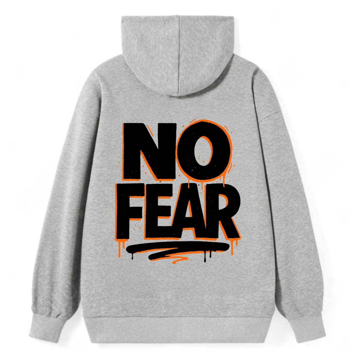 Bold typography design - "NO FEAR" - courage, bravery - Classic Pullover Hoodie - Grey