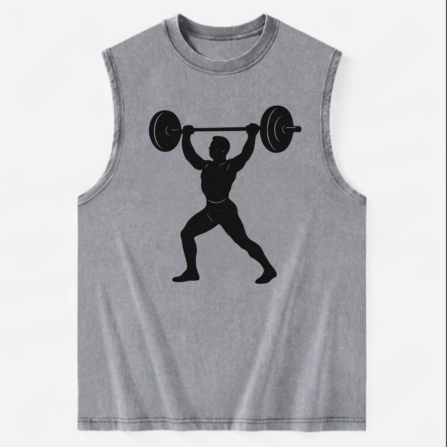 Weightlifter lifting barbell overhead - Vintage Washed Tank - Grey