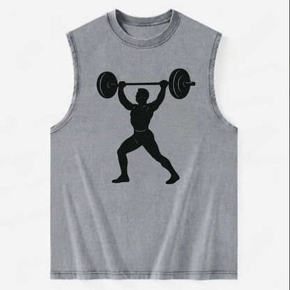 Weightlifter lifting barbell overhead - Vintage Washed Tank - Grey