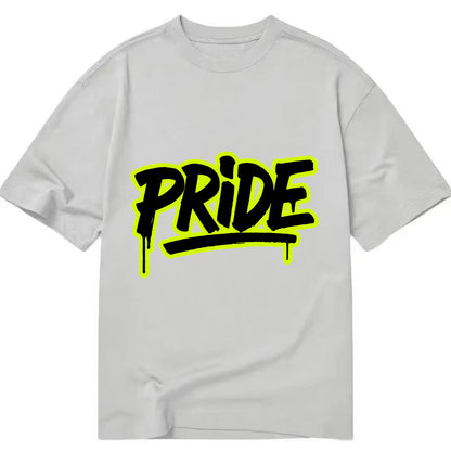 Bold typography design - "PRIDE" - dignified satisfaction, honor - Classic T-shirt - Grey