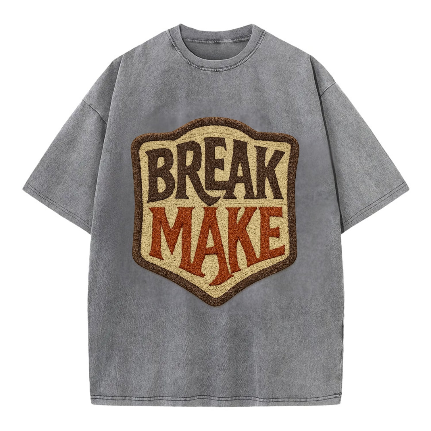 BREAK;MAKE THE RULES Rebel Red Snapback - Vintage T-shirt - Grey