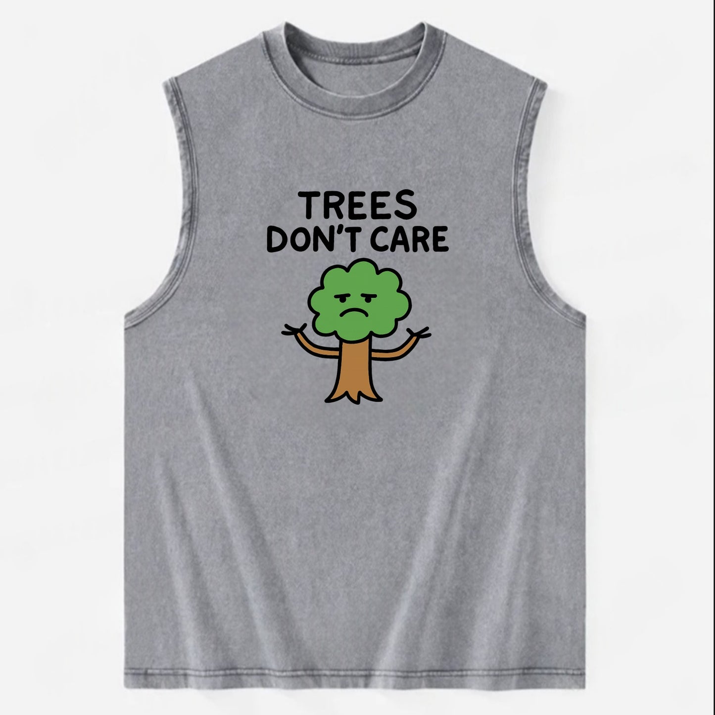 TREES DONT CARE | Indifferent oak shrugging branches - Vintage Washed Tank - Grey
