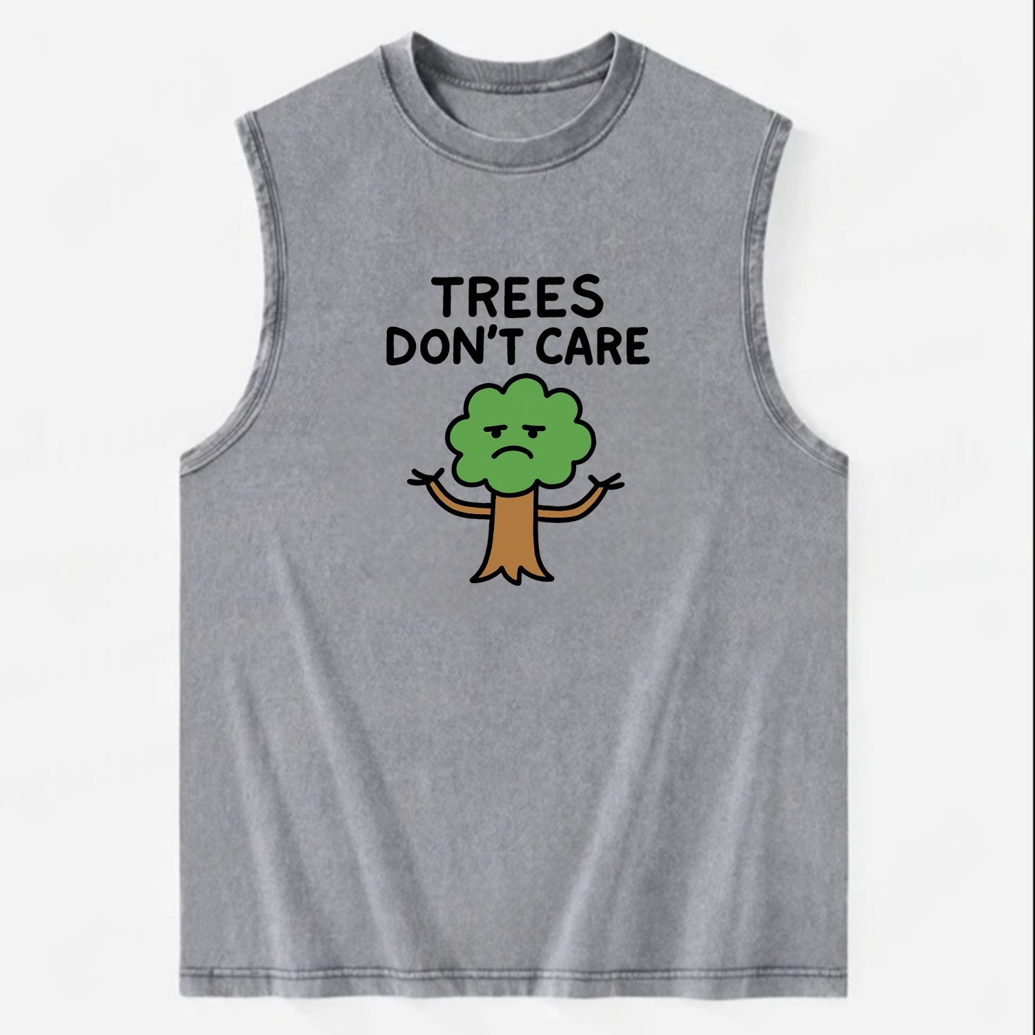 TREES DONT CARE | Indifferent oak shrugging branches - Vintage Washed Tank - Grey