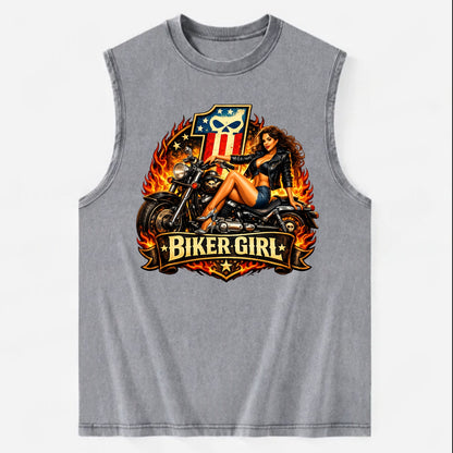 Vintage Biker Pin Up - Vintage Washed Tank - Grey