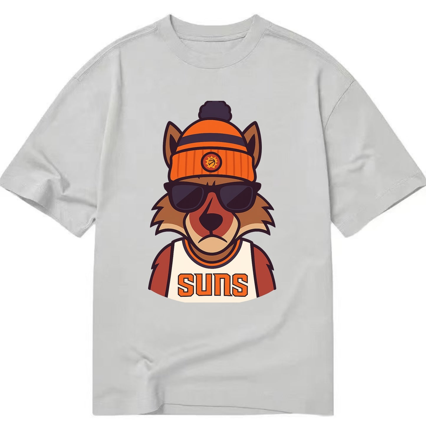 Arizona Coyote wearing Suns beanie with desert sun patch and wayfarer sunglasses - Classic T-shirt - Grey