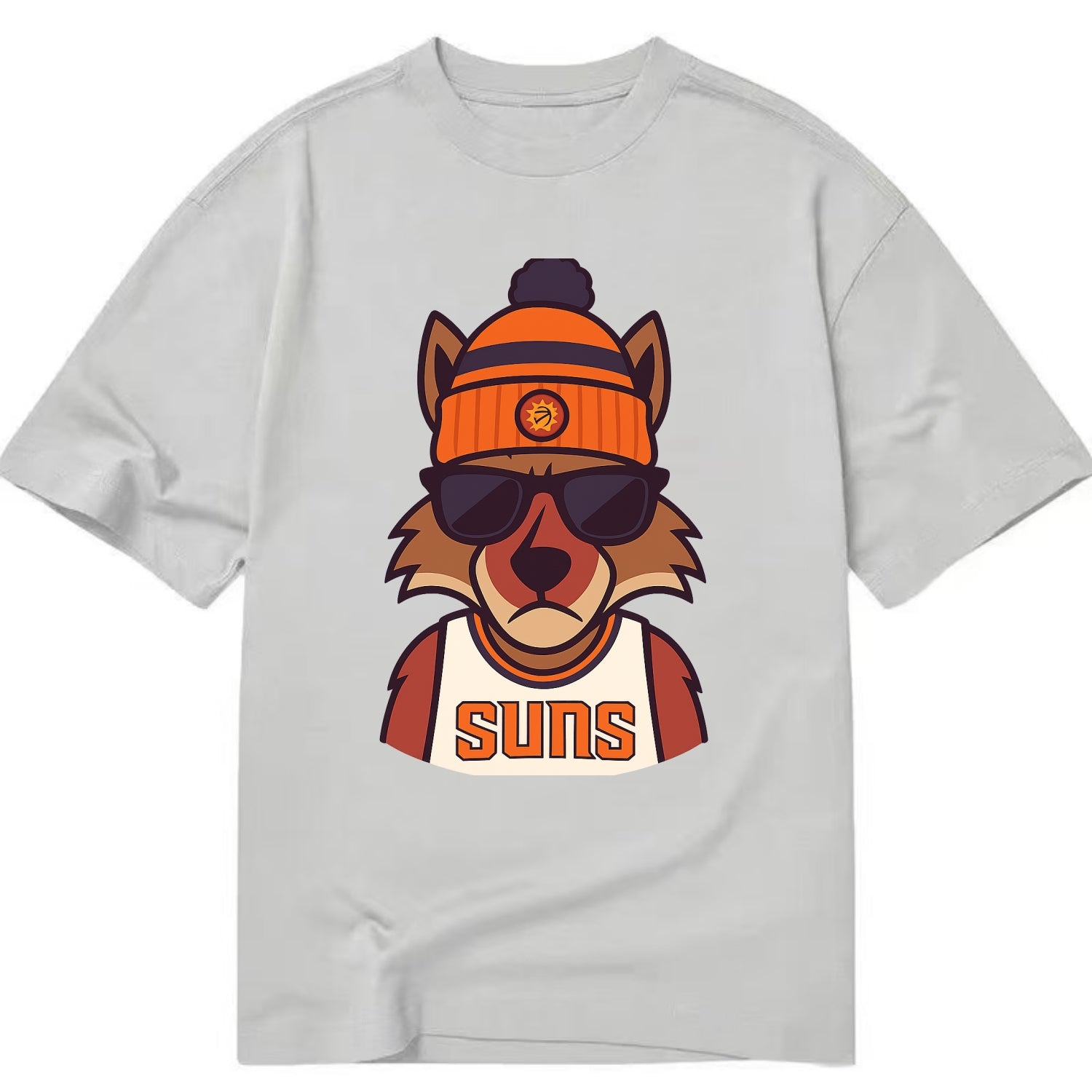 Arizona Coyote wearing Suns beanie with desert sun patch and wayfarer sunglasses - Classic T-shirt - Grey