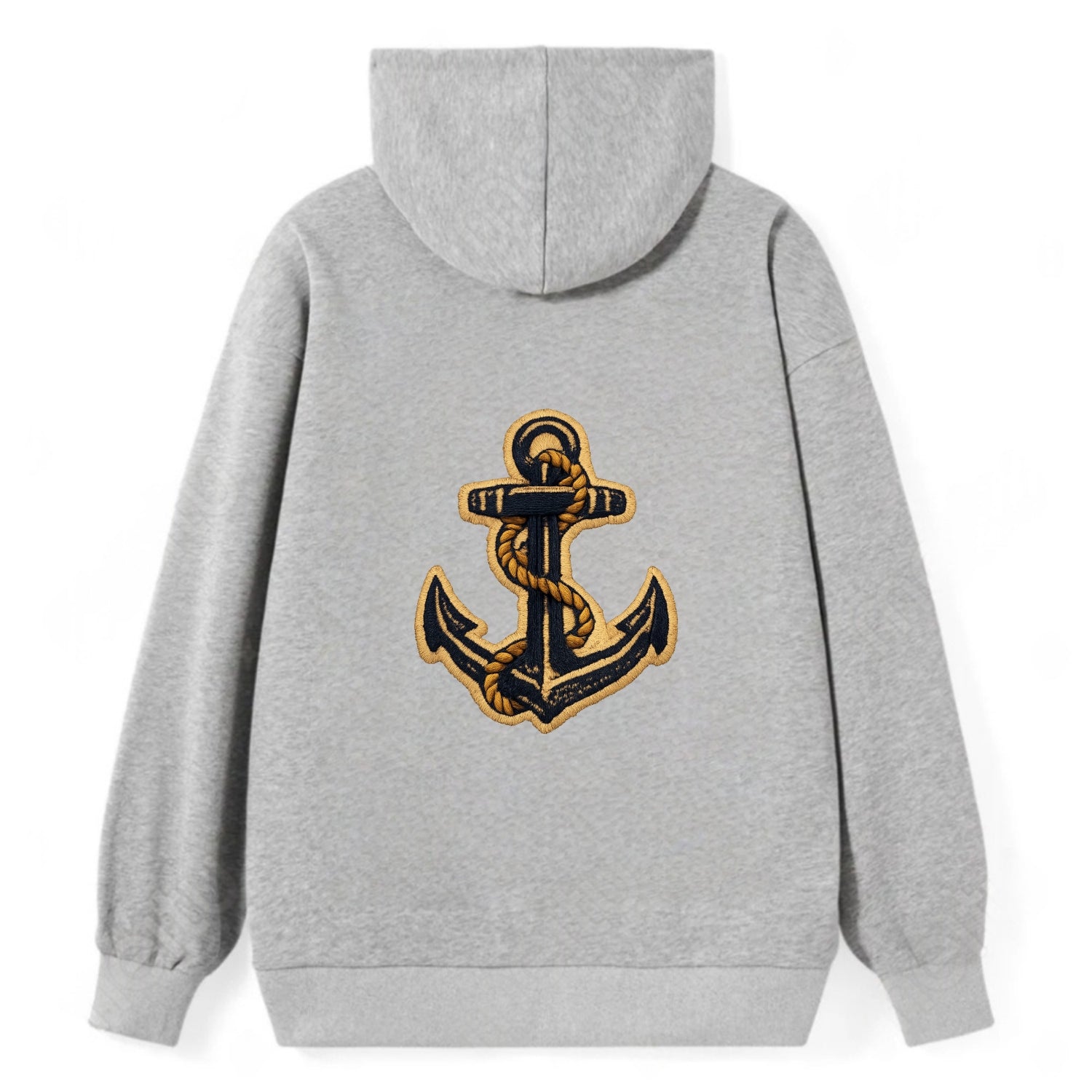 ANCHOR ROPE - classic anchor with rope in navy and gold , sailor - Classic Pullover Hoodie - Grey