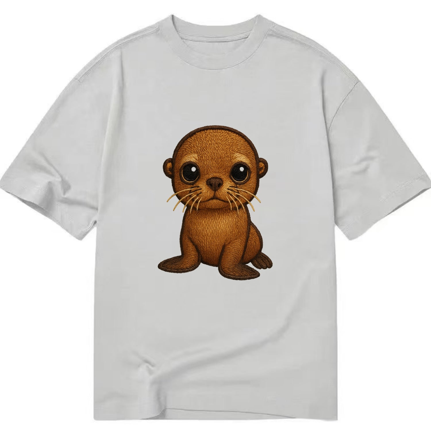 Baby California Sea Lion - golden brown, large expressive eyes, whiskers, - Classic T-shirt - Grey