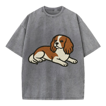 Cavalier King Charles Spaniel - Blenheim Vintage T-shirt - Grey