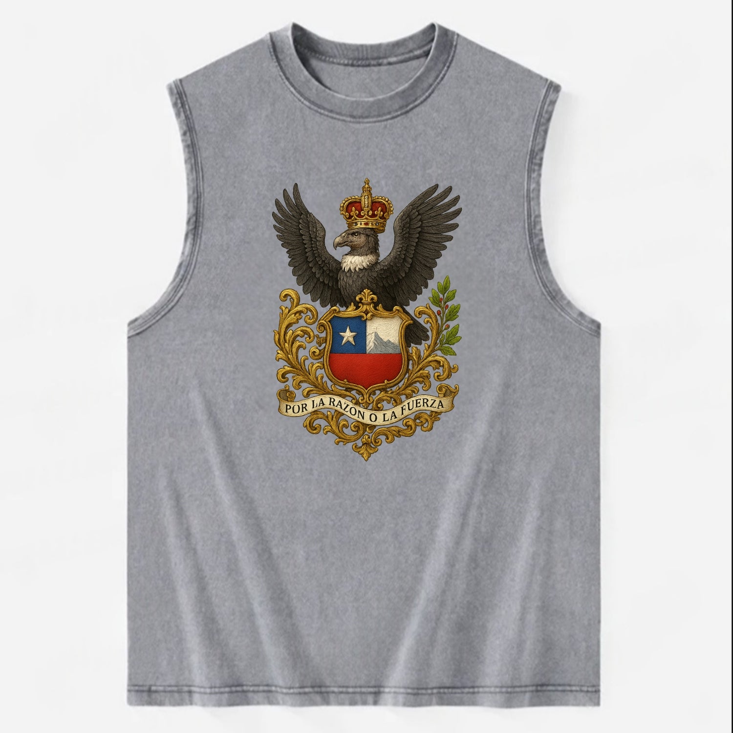 Chile Andean Condor Emblem  - Vintage Washed Tank - Grey