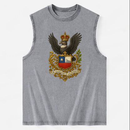 Chile Andean Condor Emblem  - Vintage Washed Tank - Grey