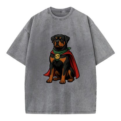 Rottweiler Strong Hero  - Vintage T-shirt - Grey