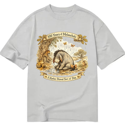GLOOMY GLEN | Droopy figure in rain | Tattered tail bow | Pessimistic poetry | - Classic T-shirt - Grey