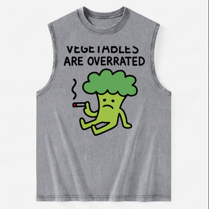 VEGETABLES ARE OVERRATED | Rebellious broccoli smoking - Vintage Washed Tank - Grey