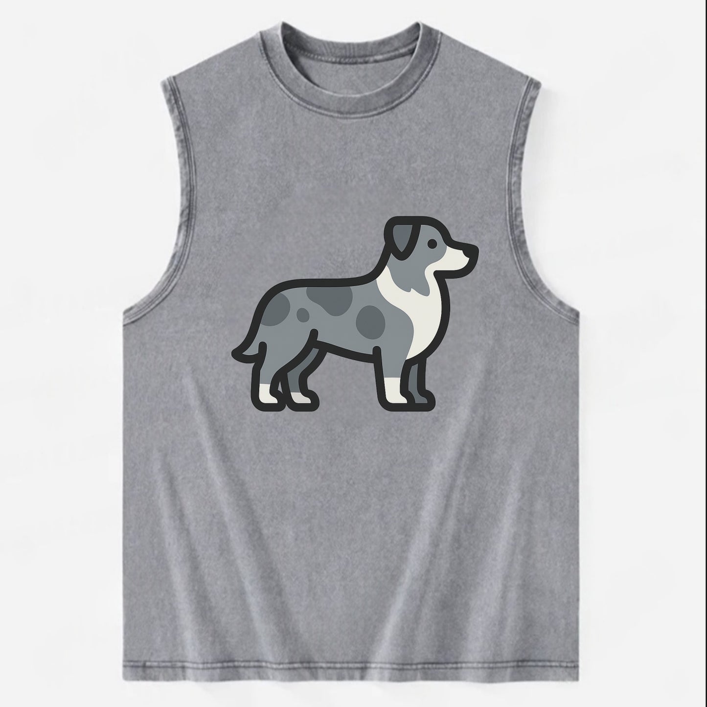 Australian Shepherd - Blue merle flat side profile - Vintage Washed Tank - Grey