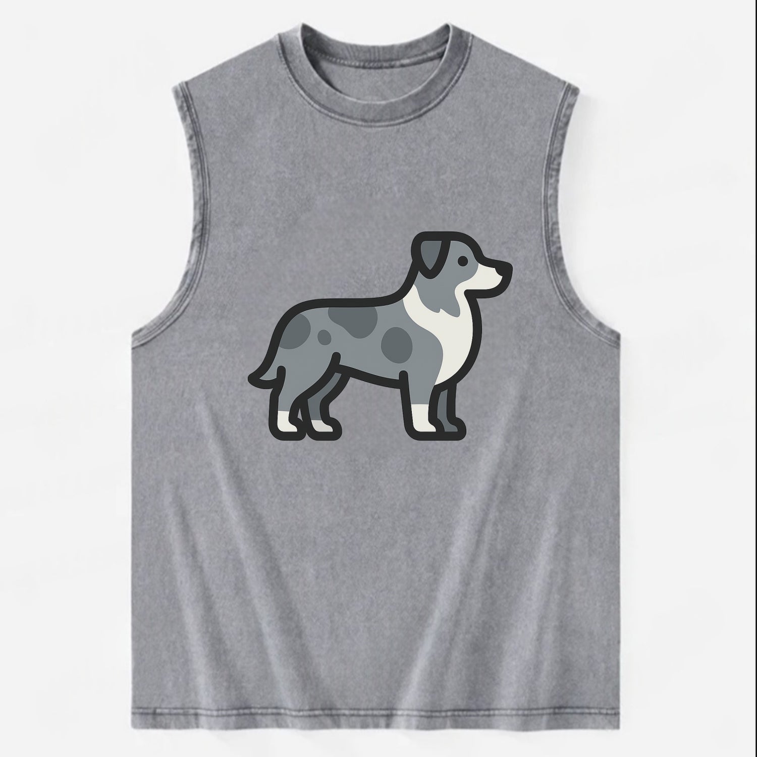 Australian Shepherd - Blue merle flat side profile - Vintage Washed Tank - Grey