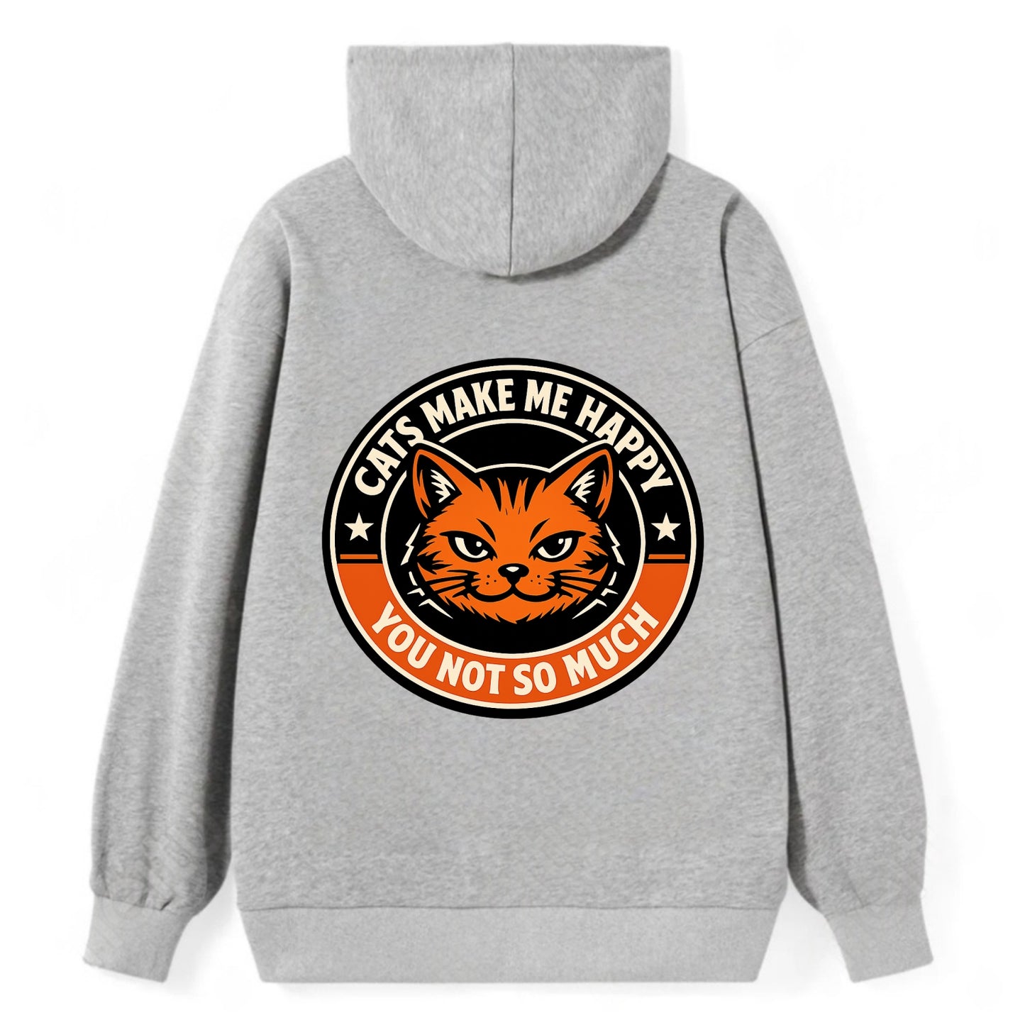 Joyful Whiskers Emblem - Classic Pullover Hoodie - Grey