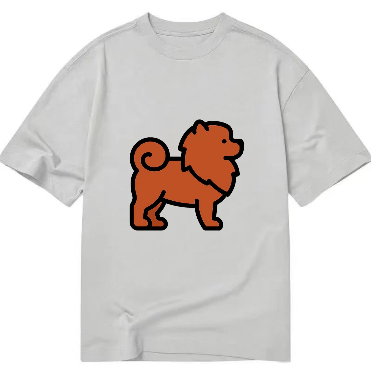 Chow Chow - Red fluffy flat side profile - Classic T-shirt - Grey