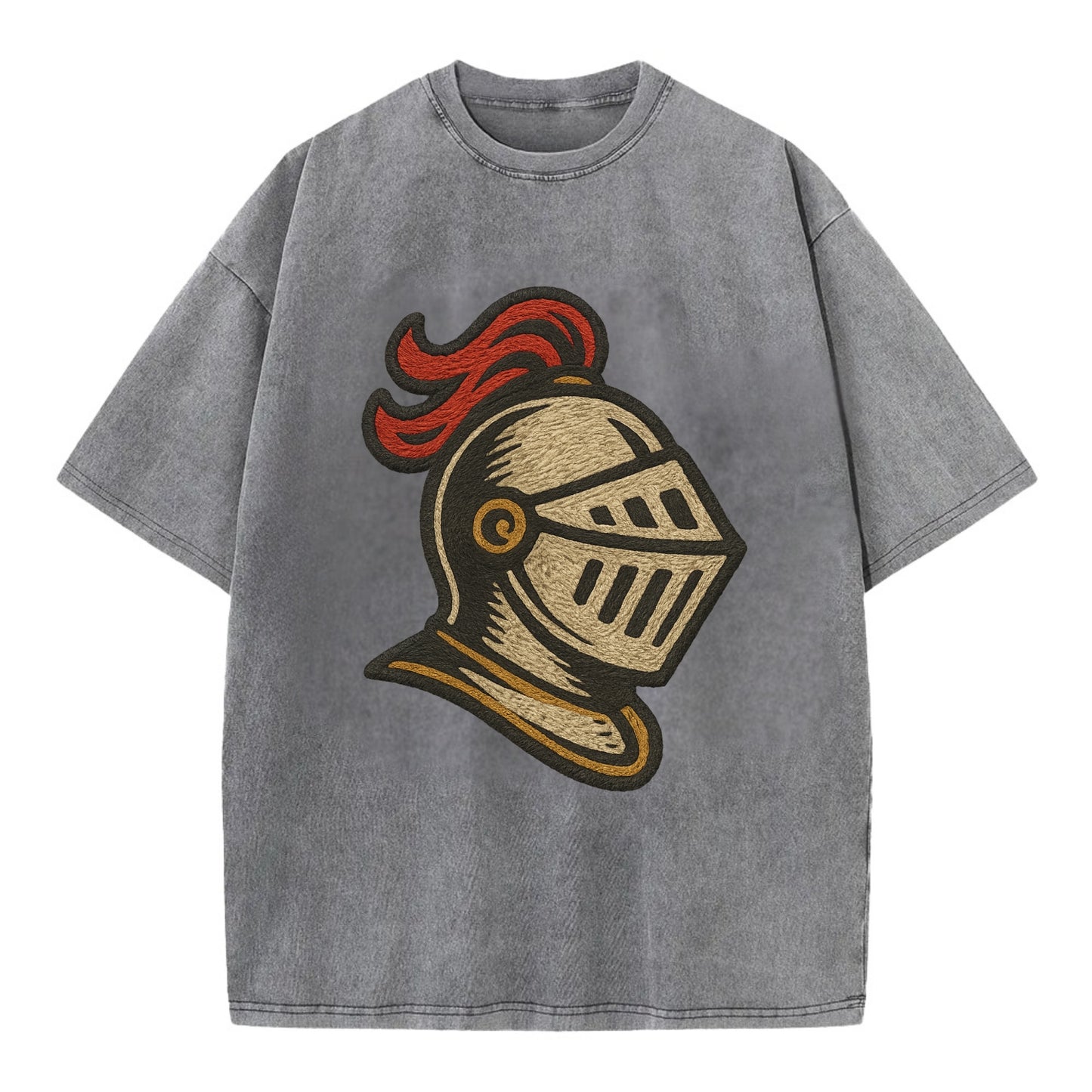 Knight Helmet  - Vintage T-shirt - Grey