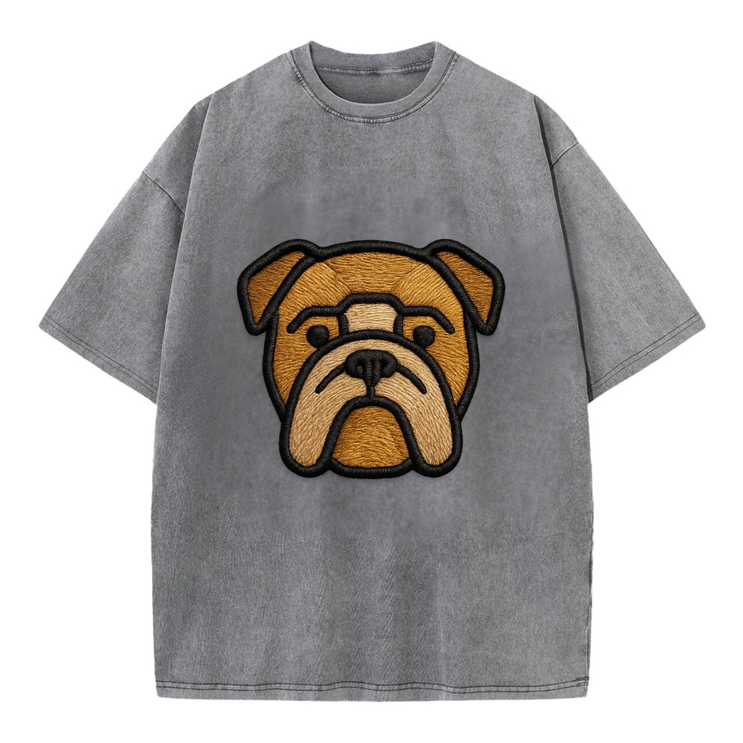 Bulldog - Minimalist geometric design wi - Vintage T-shirt - Grey