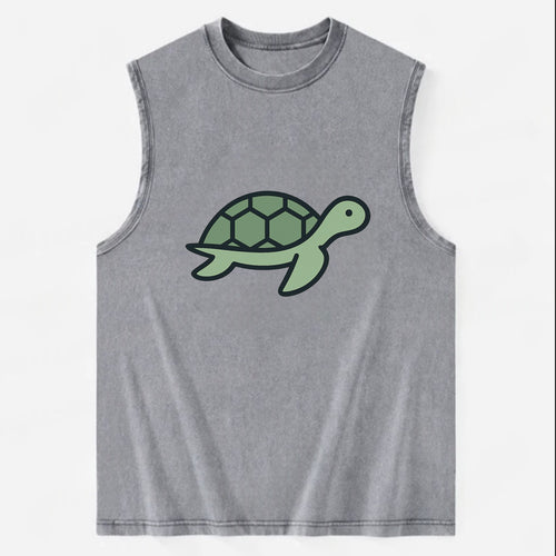 Sea Turtle - Green with shell pattern flat side profile - Vintage Washed Tank