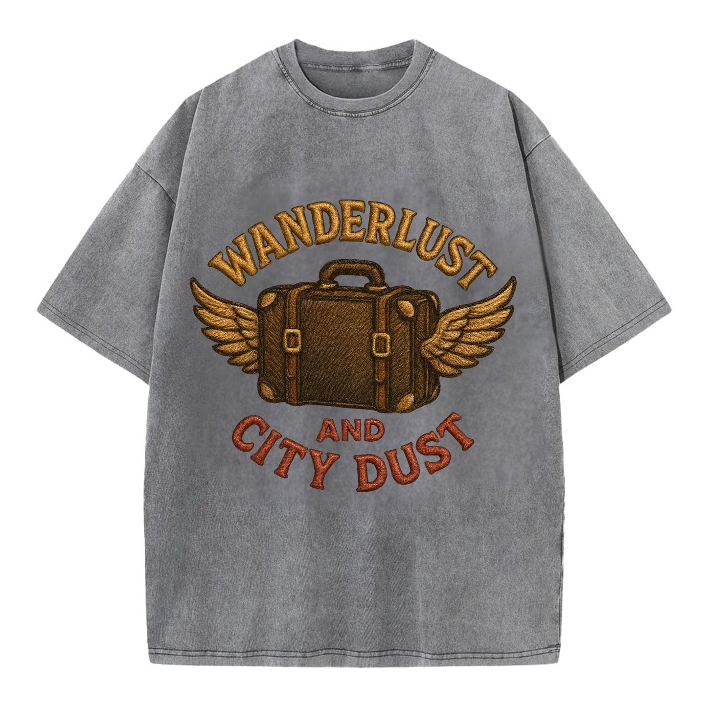 Wanderlust And City Dust  - Vintage T-shirt - Grey