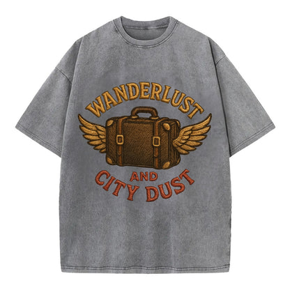 Wanderlust And City Dust  - Vintage T-shirt - Grey