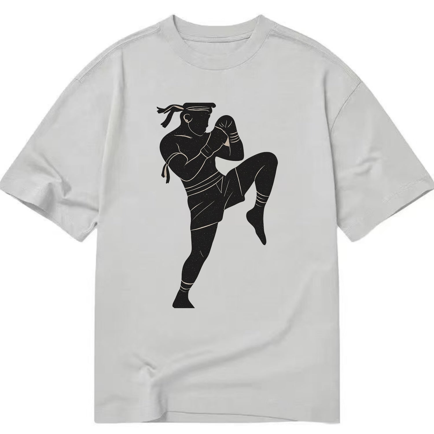 Muay Thai fighter with knee strike - Classic T-shirt - Grey