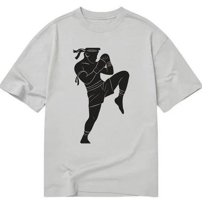 Muay Thai fighter with knee strike - Classic T-shirt - Grey