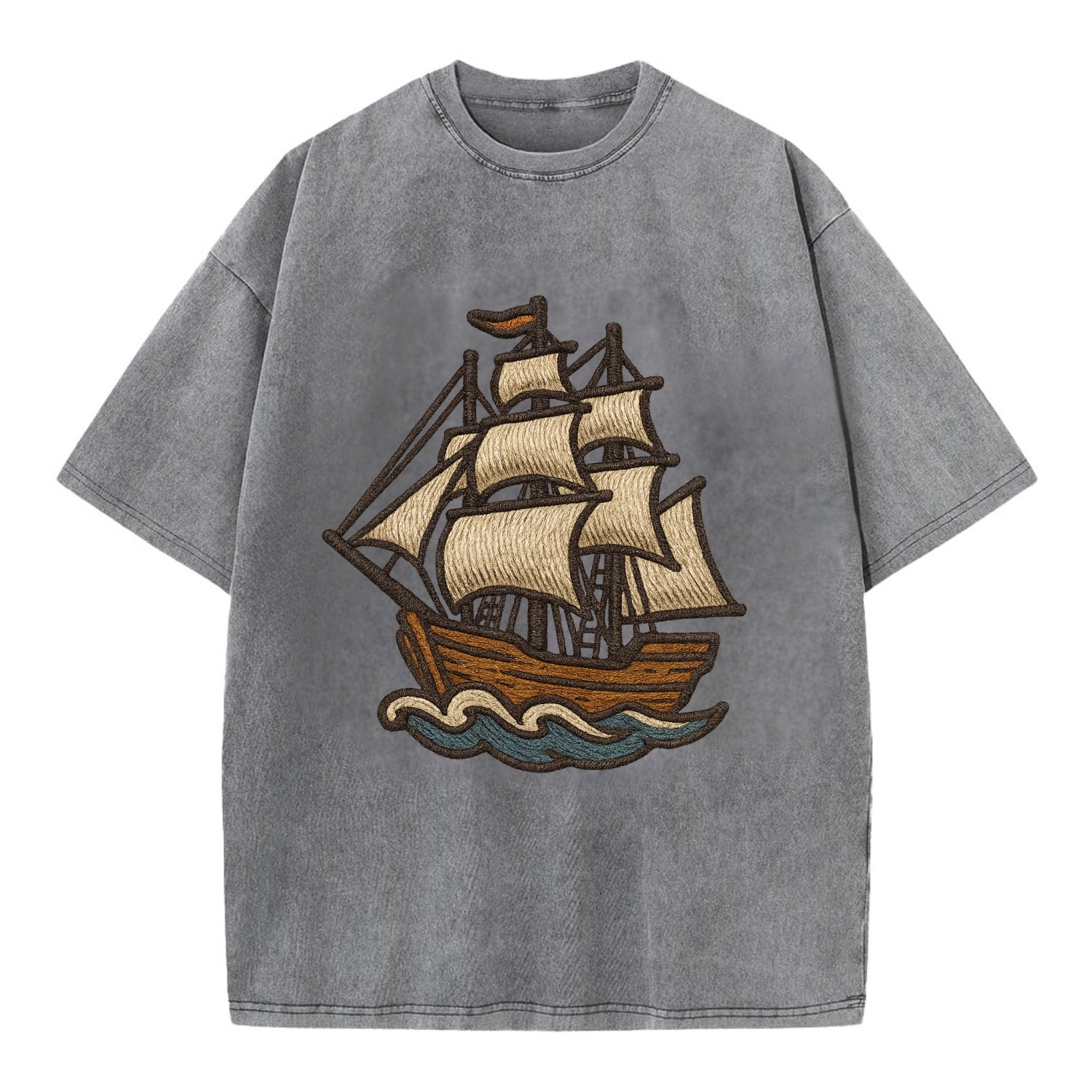 Sailing Ship  - Vintage T-shirt - Grey