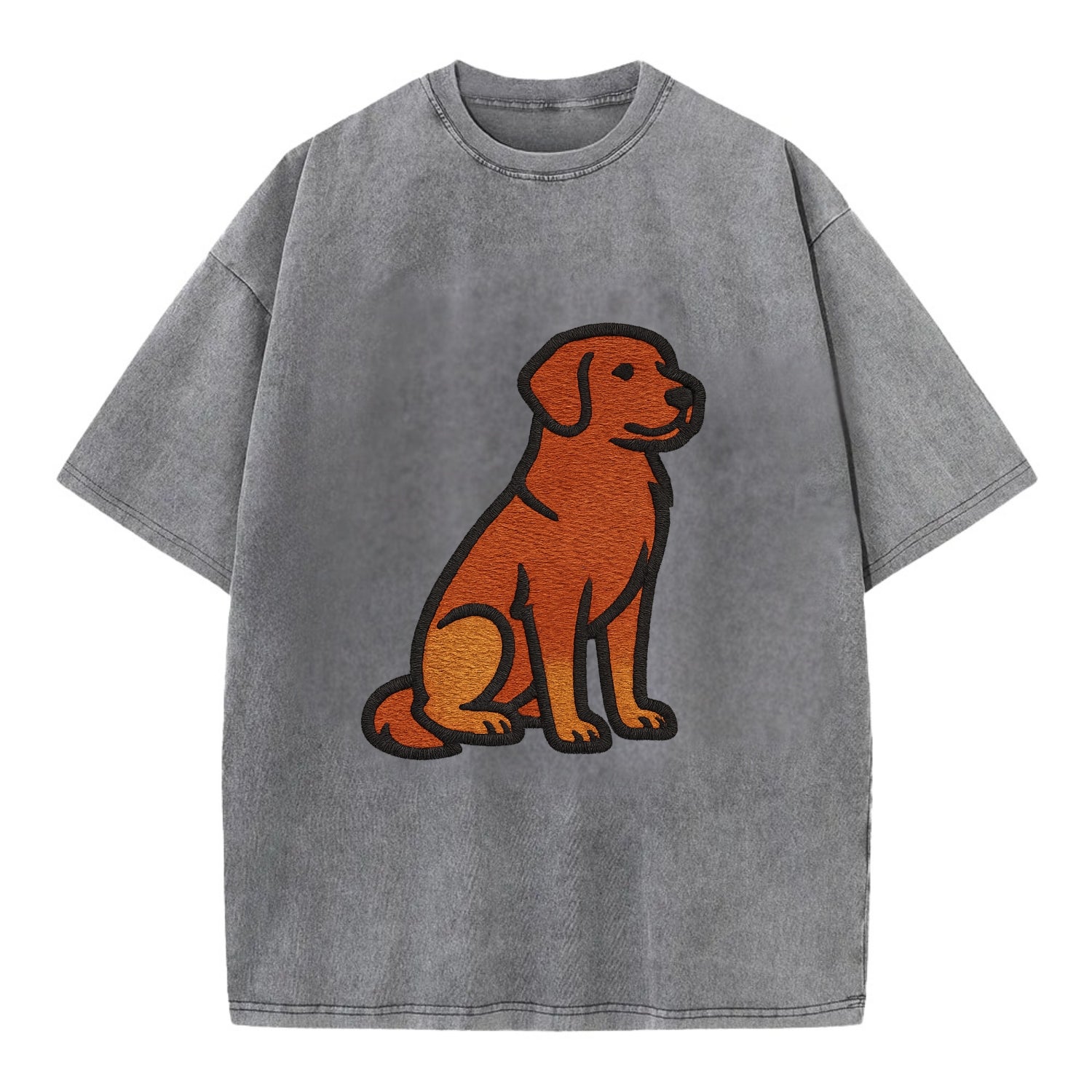 Nova Scotia Duck Tolling Retriever - Red embroidered pose - Vintage T-shirt - Grey