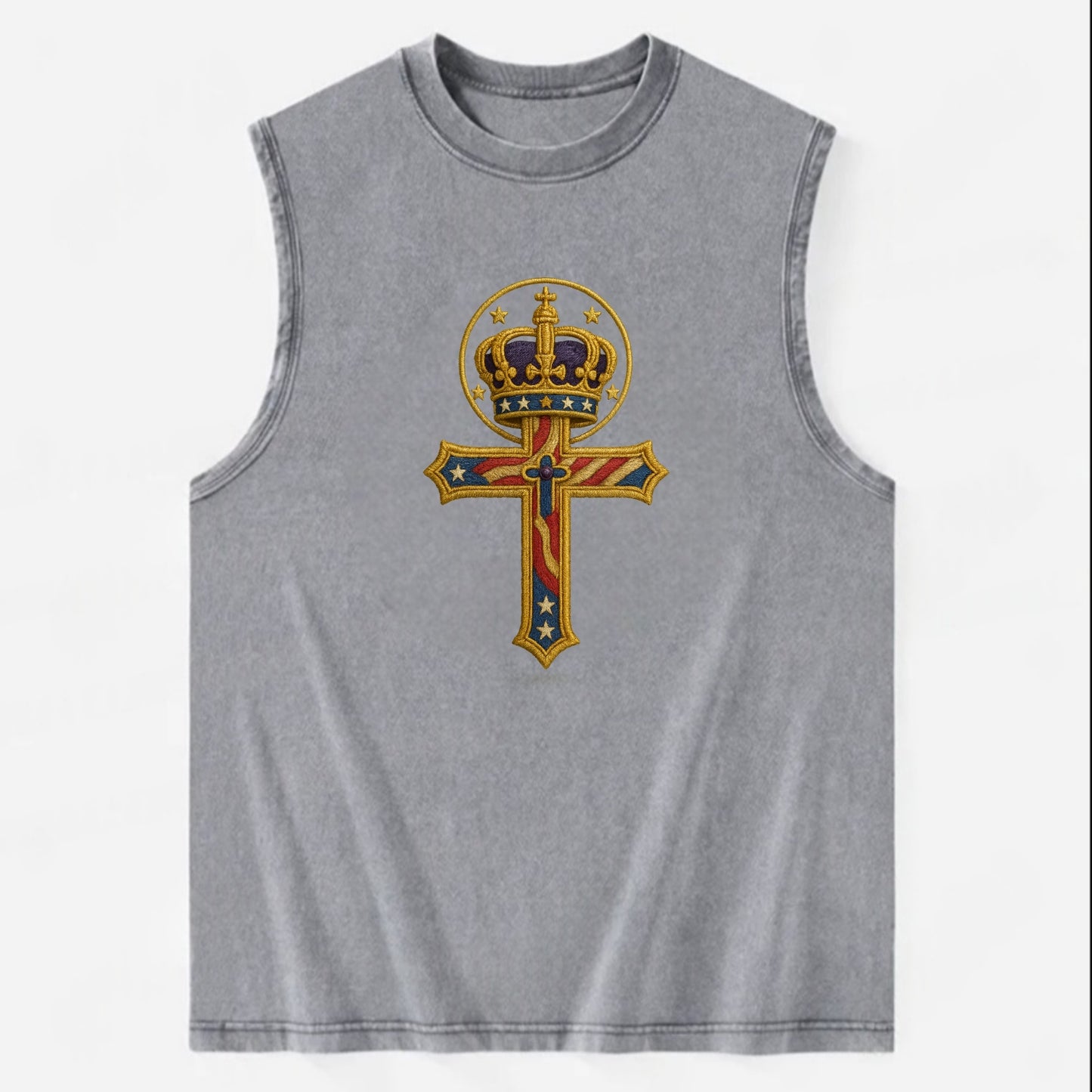 Cross and Crown  - Vintage Washed Tank - Grey
