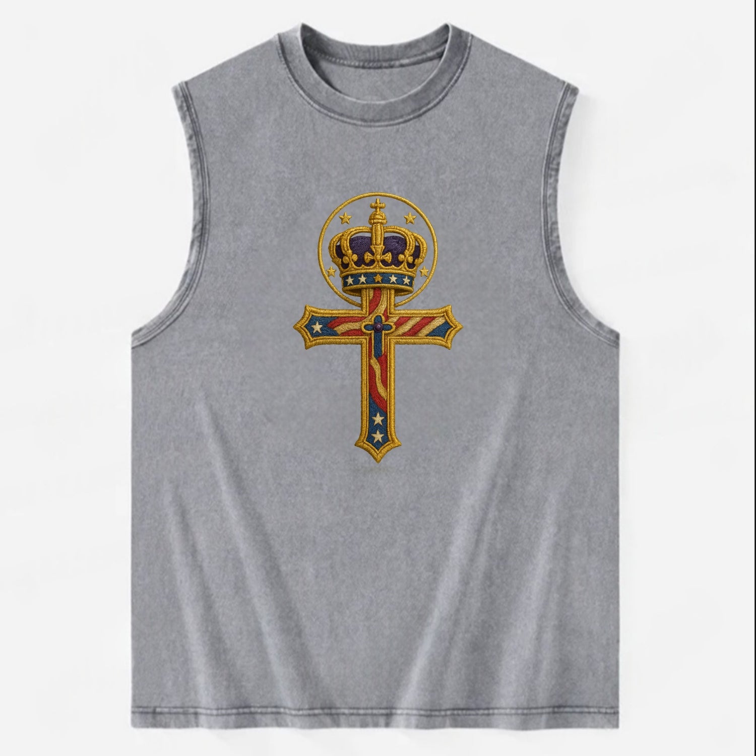 Cross and Crown  - Vintage Washed Tank - Grey