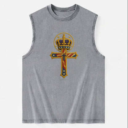 Cross and Crown  - Vintage Washed Tank - Grey