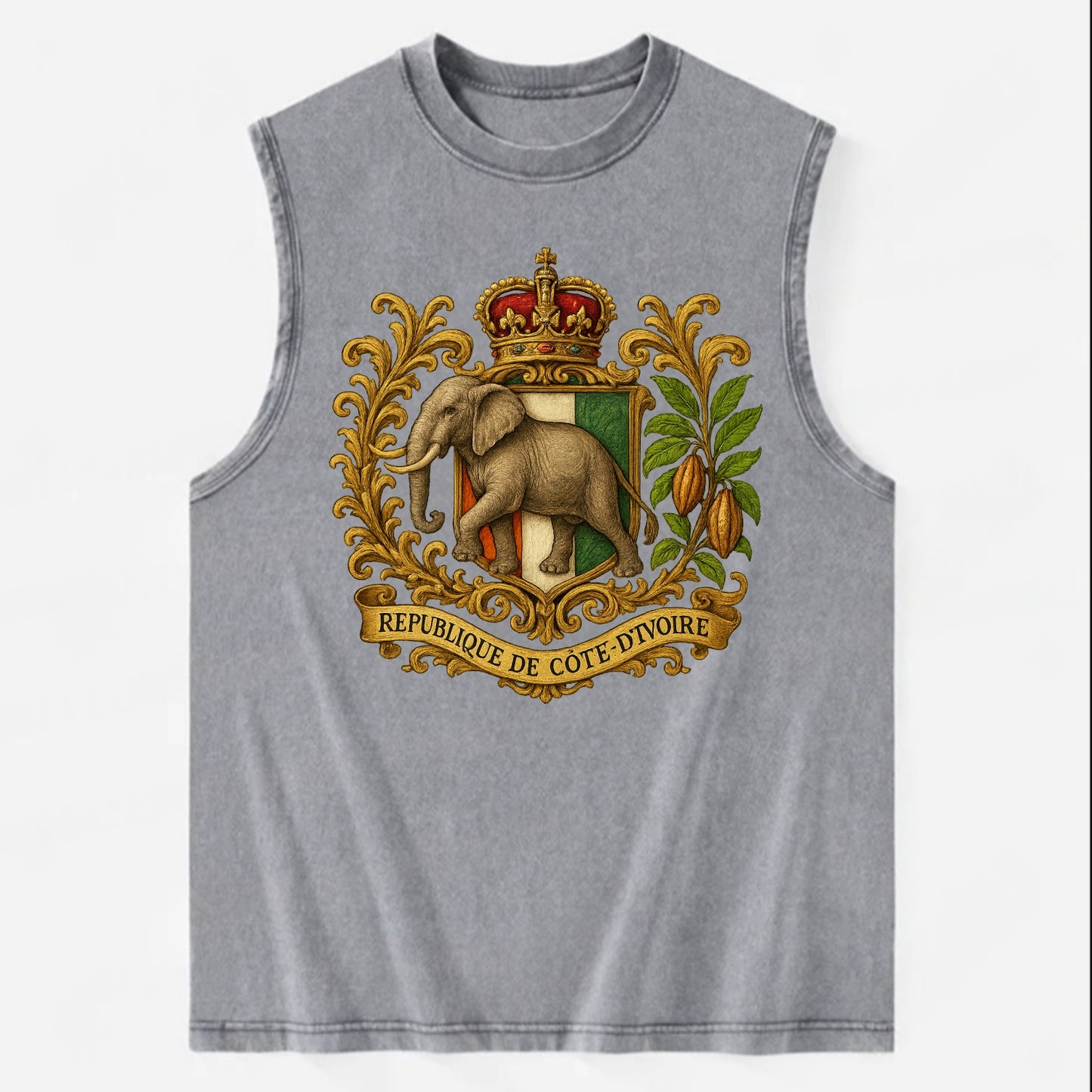 Ivory Coast Heritage Badge  - Vintage Washed Tank - Grey