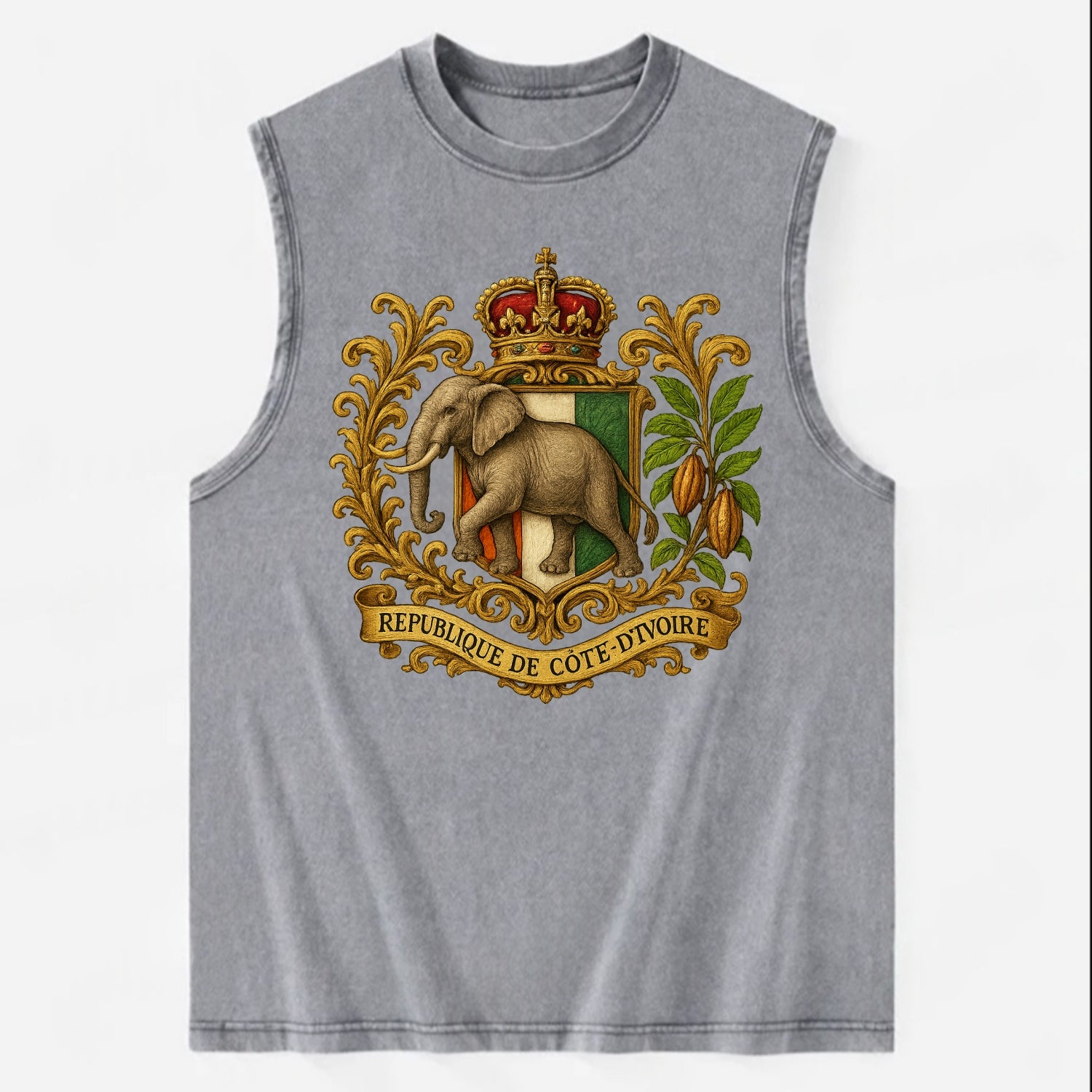Ivory Coast Heritage Badge  - Vintage Washed Tank - Grey
