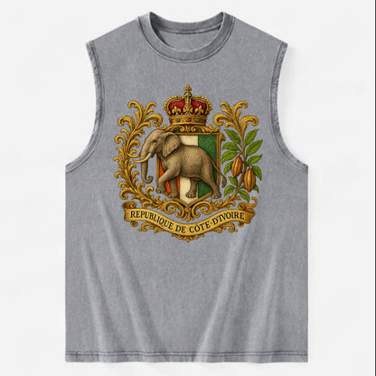 Ivory Coast Heritage Badge  - Vintage Washed Tank - Grey