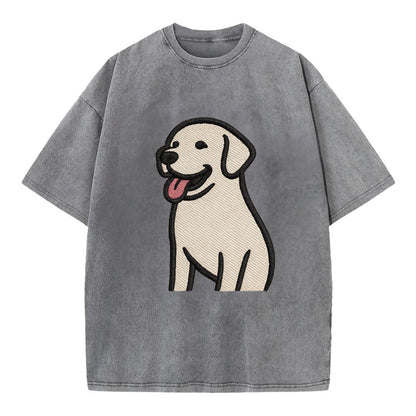 Labrador - Happy panting expression - Vi Vintage T-shirt - Grey