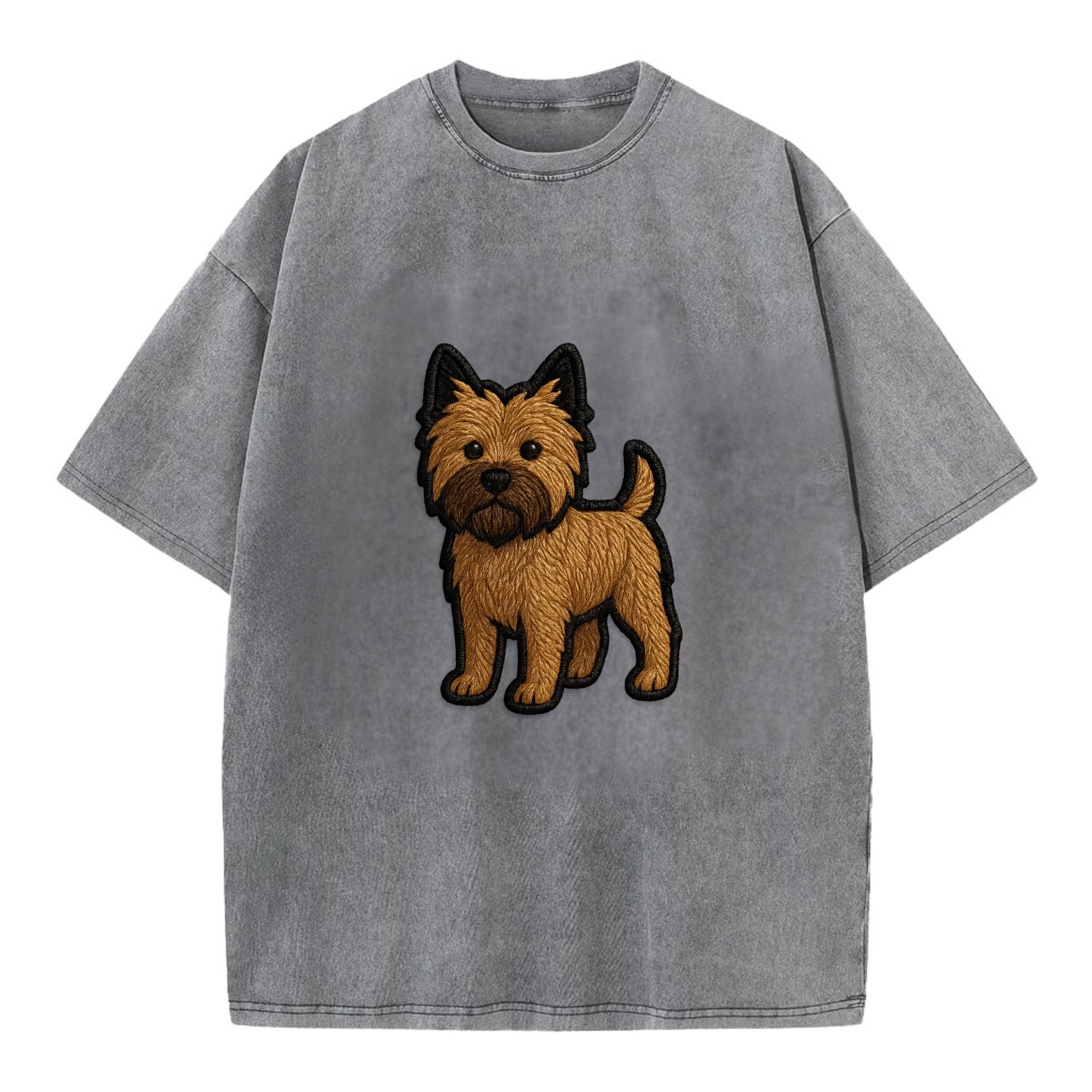 Cairn Terrier - Modern shaggy design wit - Vintage T-shirt - Grey