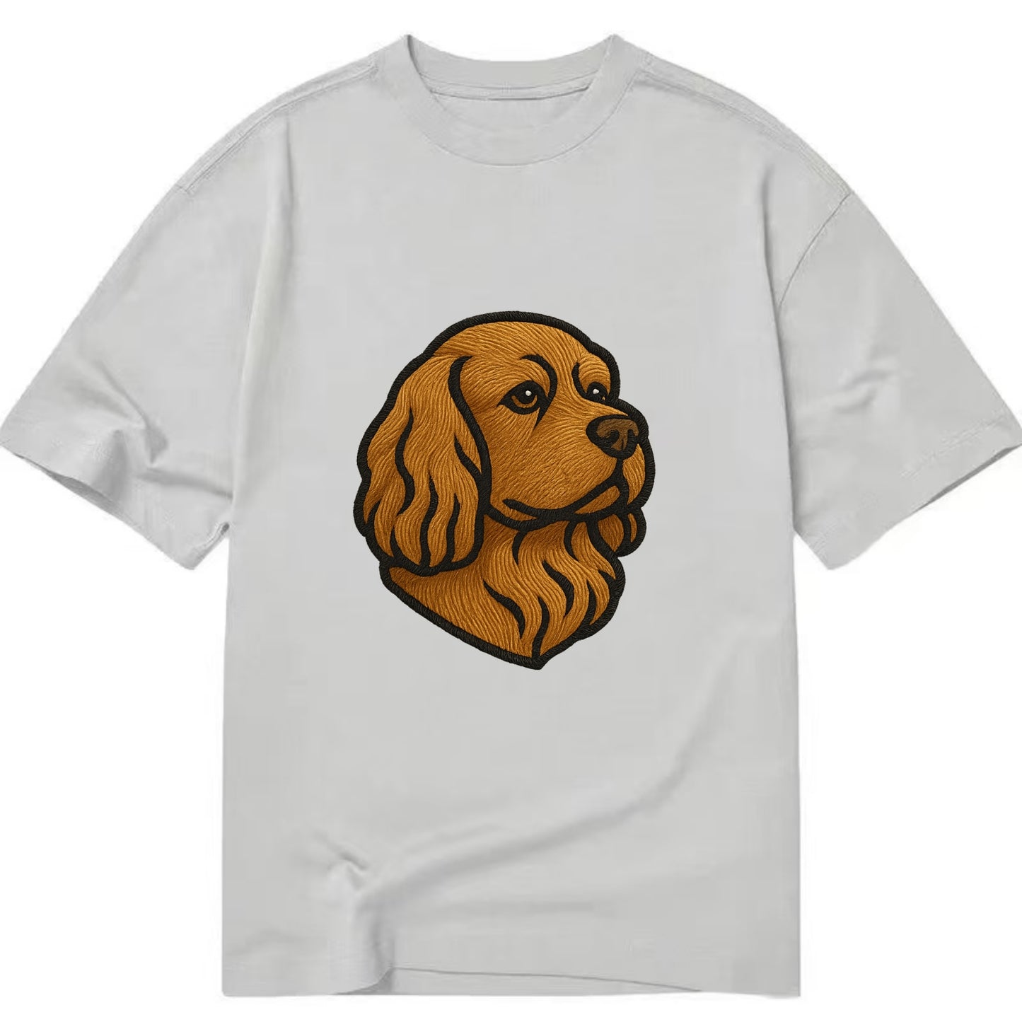 Sussex Spaniel - Golden liver embroidered low-set design - Classic T-shirt - Grey
