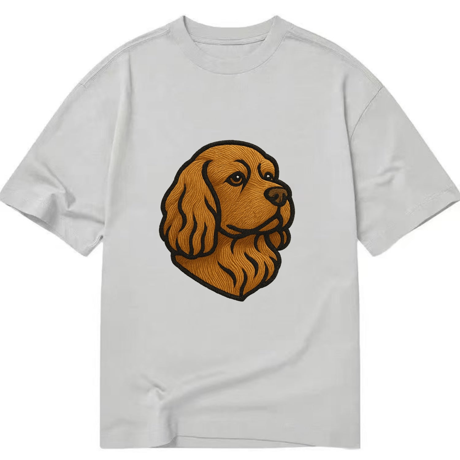 Sussex Spaniel - Golden liver embroidered low-set design - Classic T-shirt - Grey