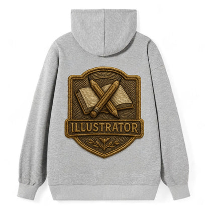 Pencils and sketchbook - illustrator badge - Classic Pullover Hoodie - Grey