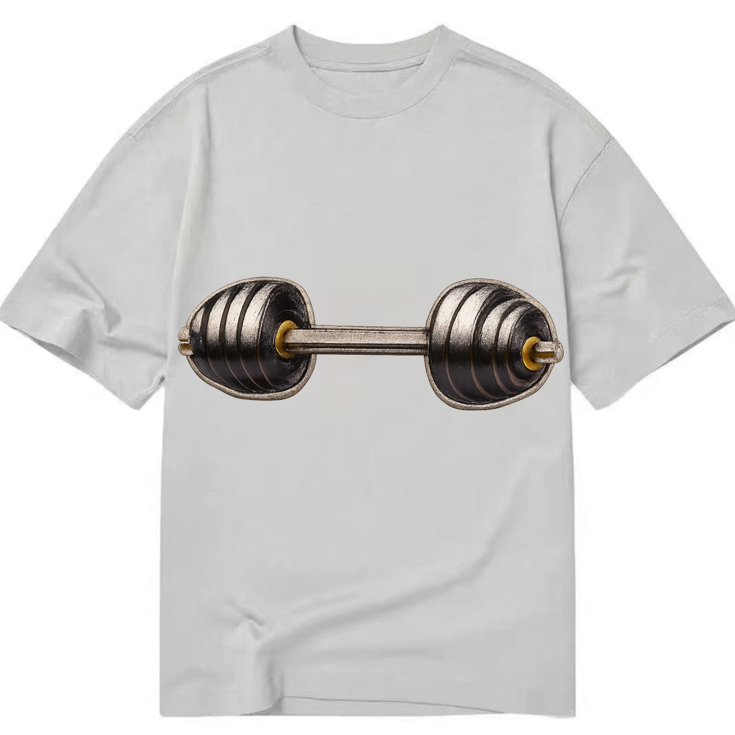 Embroidered patch design - WEIGHTLIFTING BARBELL - heavy barbell with plates in - Classic T-shirt - Grey