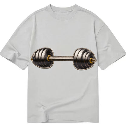 Embroidered patch design - WEIGHTLIFTING BARBELL - heavy barbell with plates in - Classic T-shirt - Grey
