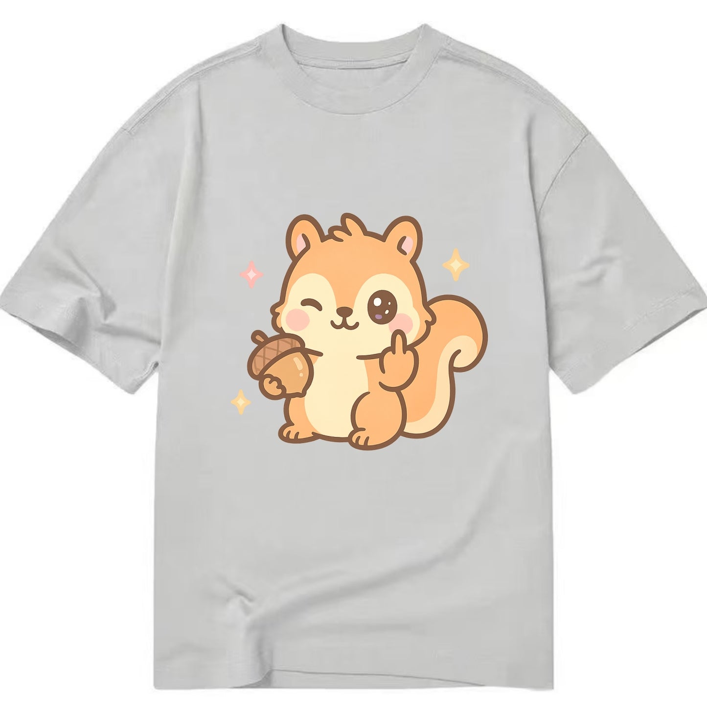 sweet squirrel holding acorn in one paw, flipping off with the other - Classic T-shirt - Grey