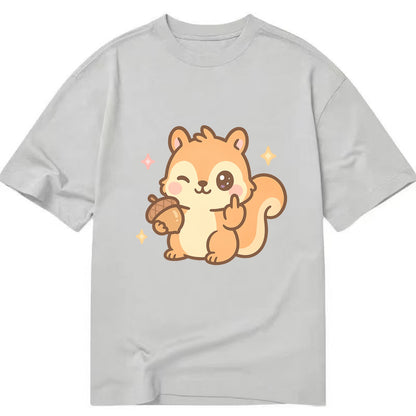 sweet squirrel holding acorn in one paw, flipping off with the other - Classic T-shirt - Grey