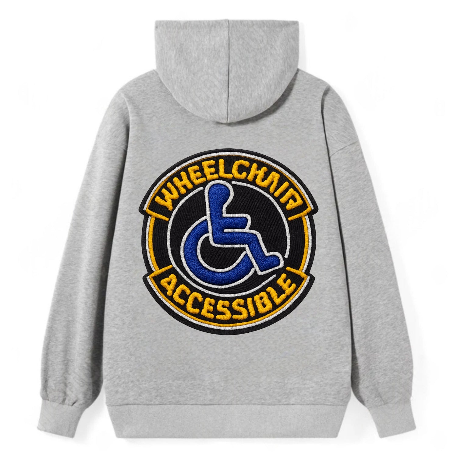 WHEELCHAIR ACCESSIBLE - accessibility symbol in blue , inclusion - Classic Pullover Hoodie - Grey