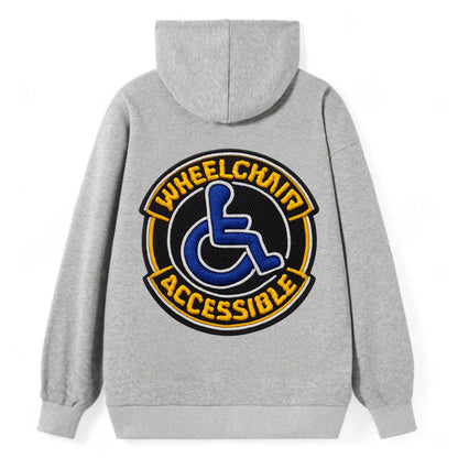 WHEELCHAIR ACCESSIBLE - accessibility symbol in blue , inclusion - Classic Pullover Hoodie - Grey